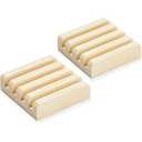 Juvale Wood Coaster Holders - 2-Pack Square Coaster Display Stand Hold Up to 4 Coasters, 3.9-Inch - for Kitchen, Dining Table, Home Decoration, Housewarming Gift
