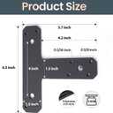 12 Pack Heavy Duty T Brackets for Wood, Premium Powder Coated Flat Post and Beam Tie Plate, 6.5" x 5.7" (0.15" Thick) Rust Resistant Mending Plate for Pergola, Truss, Timber Framing, Matte Black