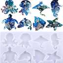 8 Style Seahorse Starfish Manta Clownfish Dolphin Jellyfish Octopus Turtle Pendant Epoxy Mold, DIY Resin Casting Silicone Mold, 7cm
