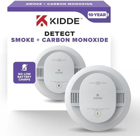 Kidde Smoke and Carbon Monoxide Detector, 10-Year Battery Powered, LED Status Lights, 85 dB Alarm, 5-inches, 30CUD10, 1 Pack pink
