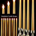 Funtery 48 Pcs Flameless LED Taper Candles Battery Operated Candles Bulk Realistic LED Candlesticks Flickering for Wedding Church Graduation Party Home Decor(Gold,Classic Style)