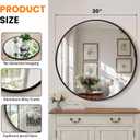 Round Bathroom Mirror for Wall, 2 Pack 30 inch Circle Bathroom Mirrors for Over Sink, Modern Circular Metal Frame for Vanity, Entryway, Bedroom, Living Room(Black)