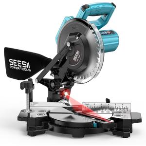 SEESII Power Compound Miter Saw: 8-inch Compact Miter Saw with Speed 4900RPM - Laser Guide - Precision Miter Angles - Lightweight Design - Single Bevel 0-45 for Carpenter Woodworking Project DIY