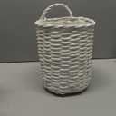 AuldHome Design Wall Hanging Baskets (White, Set of 2); Woven WIcker Rustic Farmhouse White Washed Door Baskets, Small and Medium Size