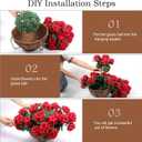 Hananona 2 Set Artificial Red Geraniums Flowers for Outdoors with Hanging Baskets, 2 Hanging Planters with 12 Pcs Red Geranium Flowers for Christmas Front Porch Garden Patio Home Decor (2, Red)
