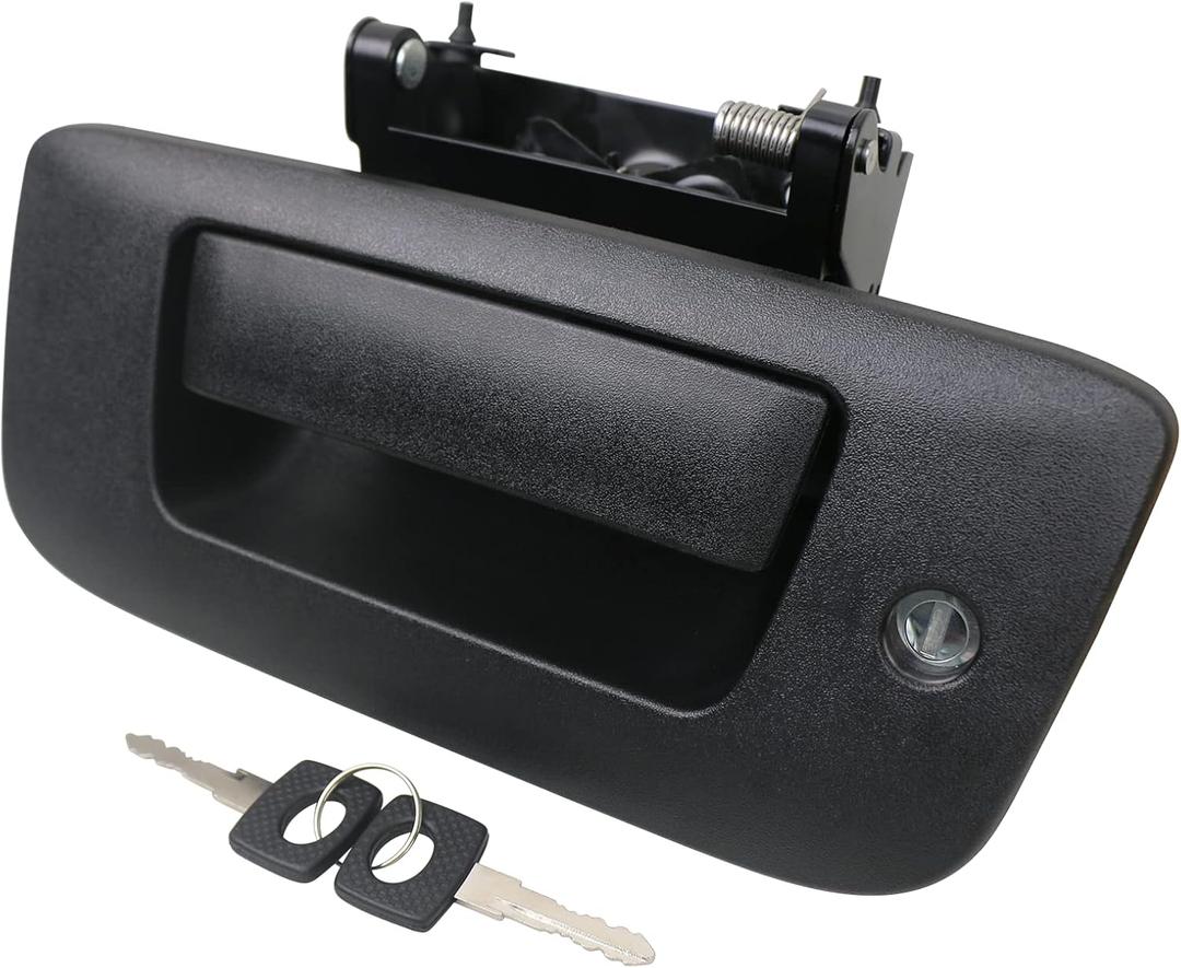 APPERFiT Locking Tailgate Handle Latch w/Bezel & Lock Cylinder 22755305 Compatible with 2007-2014 Chevrolet Chevy Silverado GMC Sierra 1500 2500 3500 Truck Bed Tail Gate Door Panel (Black)