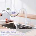 Kitchen Faucet with Soap Dispenser and Pull Down Sprayer - Stainless Steel Single Handle Kitchen Sink Faucet, 1 or 3 Hole Design for Modern Farmhouse Kitchens, Rv, and Bar Sinks(White)