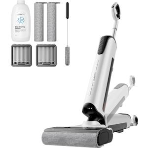 uwant D100 Wet Dry Vacuum Cleaner 180Lay-Flat Vacuum Mop All in One with 18000Pa Suction Auto Self-Cleaning Anti Odor Stick Pushin Mop Dual-Edge Cleaning Electeic Mop Set of 1 for Hard Floor/Carpet