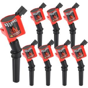 DG508 Ignition Coil Pack Set of 8 Compatible for Ford Lincoln Mercury 4.6L 5.4L V8 etc. (DG508 Coils_8 Packs_Red)