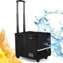 Fireproof File Box with Wheels, Collapsible Rolling Fireproof Document Bag with Lock, Fireproof Box with Handle & Casters, Mobile Fireproof Document Storage for Legal/Letter Size Files (Black)