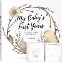 First 5 Years Baby Memory Book Girl, Boy - 90 Pages Hardcover First Year Milestone Keepsake Book, Newborn Scrapbook for New Parents, Minimalist Photo Album Journal, Gift for Baby Shower (WonderLand)