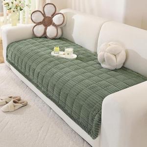 Couch Cover for Dogs Washable, Pet Couch Covers for Sofa, Soft Fuzzy Sectional Sofa Cover L Shape, Thick Couch Protector Pet Friendly, Paw Cart Dog Mat for Couches and Sofas (35.4" x 82.7", Green)