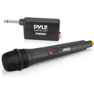 Pyle Portable VHF Wireless Microphone System - Professional Battery Operated Handheld Dynamic Unidirectional Cordless Microphone Transmitter Set W/Adapter Receiver, for PA Karaoke DJ Party, Black