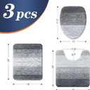 OLANLY Bathroom Rugs Sets 3 piece, Soft Microfiber Absorbent Bath Mat, U-Shaped Contour Toilet Mat and Toilet Lid Cover, Quick Dry, Machine Washable, Toilet Cover and Rug Set for Bathroom, Grey