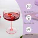 2 Pcs Ribbed Coupe Glasses, 10 oz Vintage Cocktail Coupe Glasses Set, Classic Cocktail Galssware, Bar Drinking Glasses Set Pefect , Wine, Champagne & Gift (PINK&PURPLE)