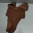 SUUKSESS Women Sexy Square Neck Thong Bodysuit Backless Cami Bodysuit Top (Brown, Medium)