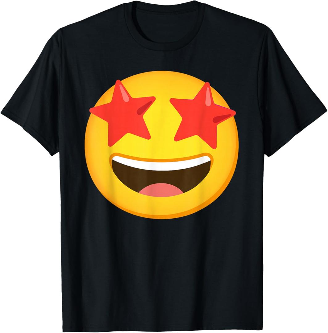 Emoticon Star Struck Star Eyes Wow Face T-Shirt, XS
