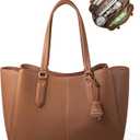 LOVEVOOK Laptop Tote Bag for Women 15.6 In Work Bags with Triple Compartments Large Faux Leather Computer Office Briefcase