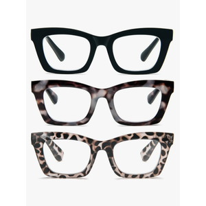 REAVEE Oprah Style Reading Glasses for Women, Blue Light Blocking Cute Oversized Square Computer Readers Spring Hinge 1.75