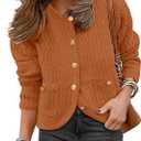Caracilia Women's 2025 Fall Cardigan Sweaters Knitted Dressy Casual Jackets Trendy Outfits Burnt Orange XL (XL)