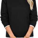 LYANER Women's Color Block Crew Neck Long Sleeve Loose Fit Casual Pullover Sweaters (L)