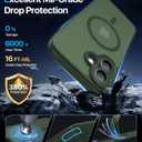 Magnetic for iPhone 16 Case,Upgraded [Full Camera Protection][Compatible with Magsafe][Mil-Grade Protection] Shockproof Slim Anti-Yellow Translucent Matte Phone Case for iPhone 16,Forest Green