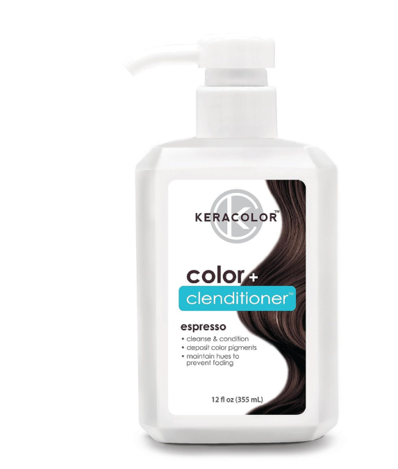 Keracolor Color + Clenditioner 3in1 ColorDepositing Conditioner, Gently Cleanses & Conditions, SemiPermanent Espresso Hair Color, 12 Fl Oz