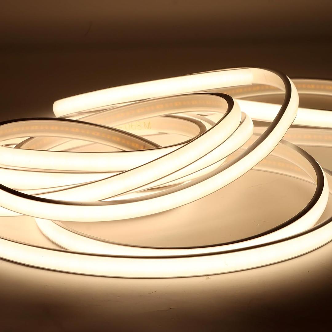 LED Rope Lights AC 110V COB LED Strip Light 9.84ft Waterproof Light Strips IP67 White LED Lights for Living Room Bedroom Under Cabinet Lighting