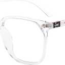 GUDVUE Oversized Blue Light Glasses, Computer Reading/Gaming/Phones Glasses, Anti Glare/UV400/Eye Strain, Large Square Frame, Clear