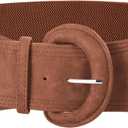 GRACE KARIN Women's Suede Elastic Belt Wide Stretchy Belt Vintage Chunky Buckle Belts (Large)