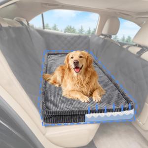 Dog Car Bed, Non-Slip Backseat Extender Pet Mat, Removable Washable Dog Bed for SUVs, Sedans & Trucks, Anti-Slip Travel Bed for Dogs, Easy Clean & Scratch-Proof & Comfort (50"x24.6") (Dark Gray-New)