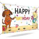 ActFirst Happy Birthday Sign Banner 71 x 43 Inches, Cute Dog Birthday Backdrop for Kids Birthday Party Decorations, Cartoon Puppy Happy Birthday Poster