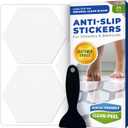 Anti-Slip Shower Stickers for Tub & Shower Floor  Original White Hex Non-Slip Bathtub Stickers, 24 Pack 3.25, Micro-Pyramid Grip, Scraper Included, Easy Apply