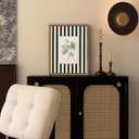 Framed Vintage Floral Wall Art, Black and White Stripes Flower Canvas Wall Decor Paintings, Minimalist Botanical Artwork Print Picture for Living Room Bedroom Bathroom 12x16 Inch
