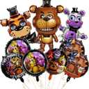 5 Nights Birthday Decorations, Freddy's Party Decorations include 9pcs Foil Balloons for Teens Kids Adults Party Decor