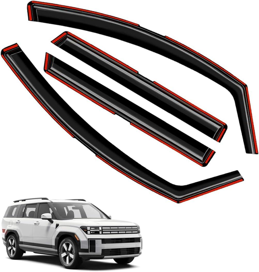 in-Channel Window Deflectors FIT for 2024-2025 Hyundai Santa Fe, 4PCS Vent Visors Rain Guards, Dark Smoke Tint Polycarbonate (MX5 Platform)