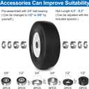 13x5.00-6 Flat Free Lawn Mower Tires and Wheels 3/4" 5/8" 1/2" Ball Bearings, 13x5x6 Zero Turn Mower Front Tires, Smooth Tires for Commercial Grade Lawn 4.3"-6.3" Adjustable Centered Hub, 13x5.00-6 - 2P