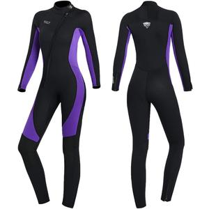Wet Suits for Women Men Full Body 3MM Neoprene Wetsuit Diving Suit in Cold Water, Long Sleeves Front Zip Scuba Wetsuits One Piece Thermal Swimsuit for Surfing Snorkeling Swimming (S, 3MM Women Purple)