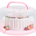 RTUDOPUYT Cake Carrier with Lid and Handle, Fit 10’’ Cake Stand with Lid, Cake Transport Storage Container, Cake Containers Cover Stand with Lids, 3 Secure Side Closures (Pink)