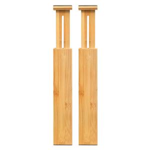 VaeFae Adjustable Bamboo Drawer Dividers, Expandable Drawer Organizer for Kitchen, Bedroom, Bathroom, Dresser and Office, 2 Pack