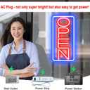 22" X 11" Led Neon Open Signs for Business 12V/2A Ultra Bright Led Neon Open Signs Plug In Electric Light Up Open Sign with ON/OFF Switch for Bar Salon Coffee Stores Club Hotel (Vertical)
