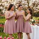 Bbonlinedress Women Cocktail Formal Wedding Dress Halter Evening Party Short Bridesmaid Holiday Prom Dresses for Teens 2026 (3X-Large, Blush)