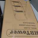 HBTower 3 Step Ladder, 3 Step Stool for Adults, 3 Step Ladder Folding Step Stool with Cushioned Handle Step Ladder with Wide Pedal Ergonomic Design,Black