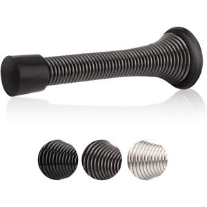 HOMOTEK 12 Pack Spring Door Stopper with Rubber Bumper Satin Nickel 3-1/8" Flexible Spring Heavy Duty Wall Door Stop Low Mounted Door Bumper for Home (Oil Rubbed Bronze)