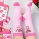 12 Pairs Valentines Day Socks Gifts for Women Her Wife Mom, Pink Heart Cute Print Crew Socks Birthday Gifts (One Size, Food Style)