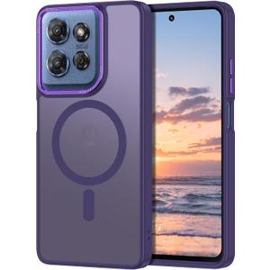 for Moto G 5G 2025 Case/Moto G Play 2025 Case, [Military Grade Drop Protection] [Compatible with MagSafe] Shockproof Slim Translucent Matte Anti-Slip Women Girls Men Protective Cover, Purple