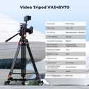 K&F CONCEPT 80" Video Tripod with Fluid Head, Aluminum Heavy Duty Camera Tripod with Smooth Friction Damping, Quick Release Plate for DSLR, Mirrorless, Camcorder, Video Cameras, Max Load 17.6lb