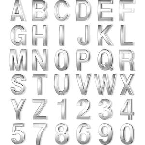 Outus 36 Pcs 3D Mailbox Number 0-9 Stickers and Letters Symbols Alphabet Adhesive Mailbox House Metal Address Street Stickers for Apartment Residence and Signs (2 x 1.2 Inches)