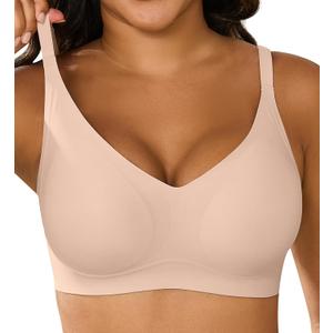 Xcutting Women's Supportive Wireless Jelly Bras for Women Seamless Comfort, Full Coverage, No Underwire, T-Shirt Women Bras, XXL