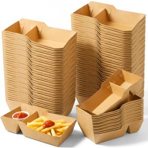 150 Pcs Disposable Nacho Boat Trays 2 Compartment Paper Food Snack Holder Containers Grease Resistant Heavy Duty Food Trays for Party, Concession Stands, and Movie Nights